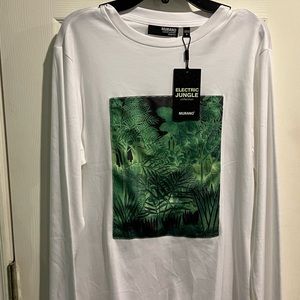 NWT Murano men’s LS T-shirt slim fit Small Electric Jungle